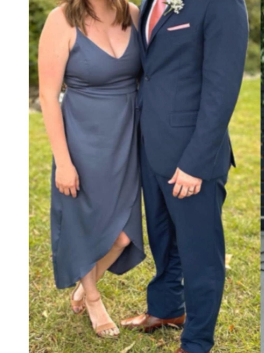 Women’s Navy Blue Midi V-Neck Dress